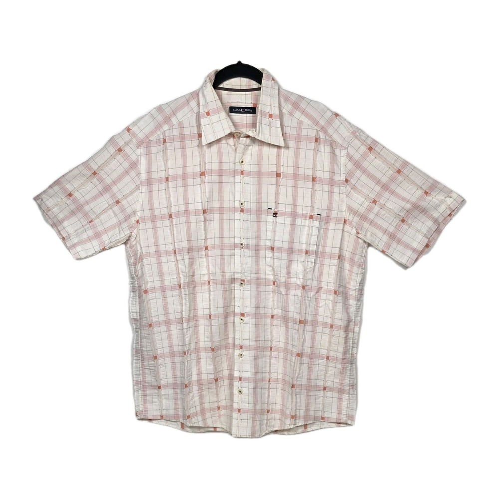 Casa Moda Men's Short Sleeve Distressed Shirt Large